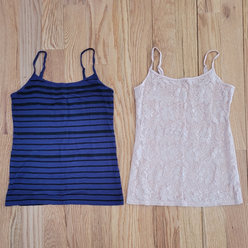 LOFT | Blue Stripe & Cream Lace Women's Camisoles